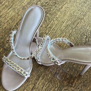 Women's Beige Chain Strap Heels